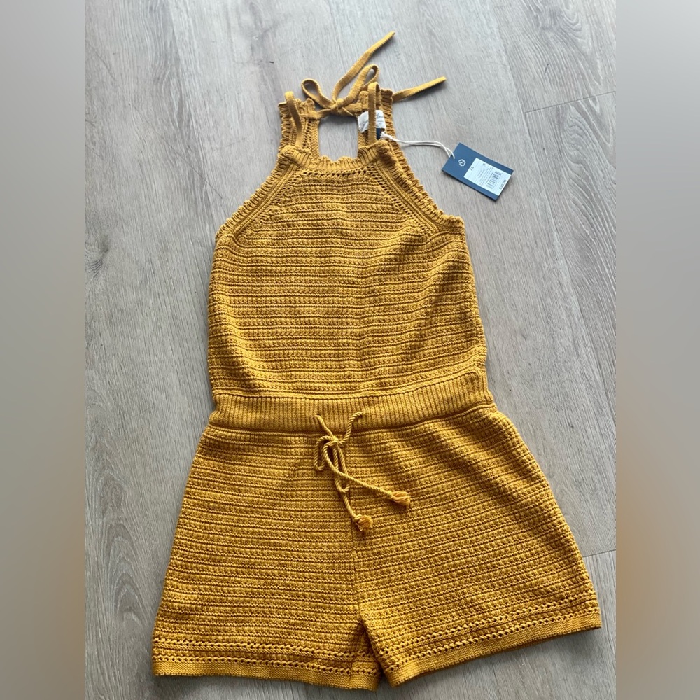 NWT Universal Thread Crochet Tie Front Romper - Yellow - Size XS